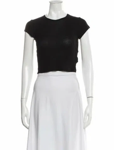Pre-owned Agolde Crew Neck Short Sleeve Crop Top In Black