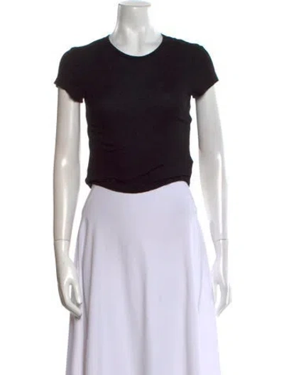Pre-owned Agolde Crew Neck Short Sleeve Crop Top In Black