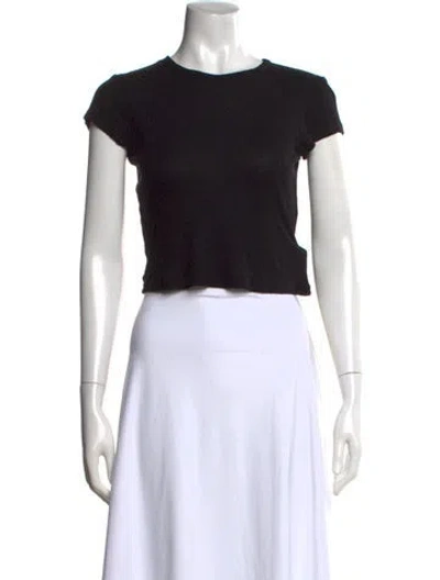 Pre-owned Agolde Crew Neck Short Sleeve Crop Top In Black