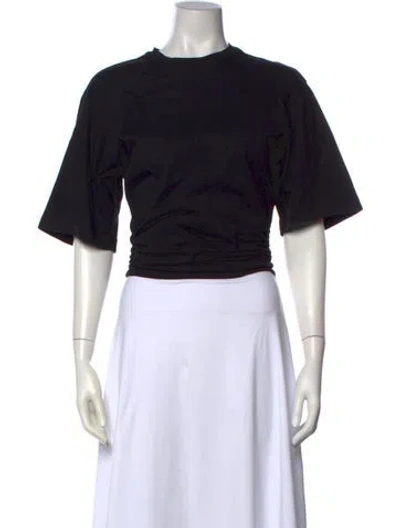 Pre-owned Agolde Crew Neck Short Sleeve Crop Top In Black