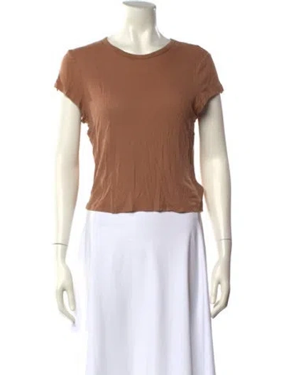 Pre-owned Agolde Crew Neck Short Sleeve Crop Top In Brown