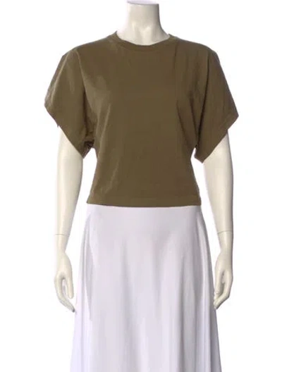 Pre-owned Agolde Crew Neck Short Sleeve Crop Top In Green