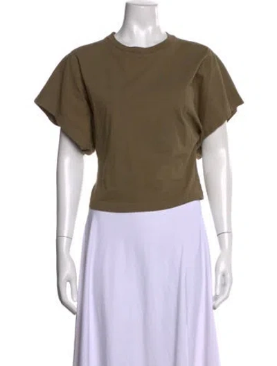 Pre-owned Agolde Crew Neck Short Sleeve Crop Top In Green
