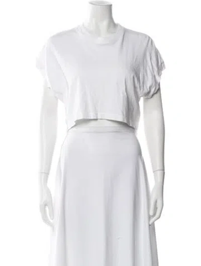 Pre-owned Agolde Crew Neck Short Sleeve Crop Top In White