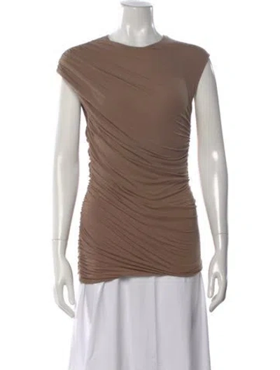 Pre-owned Agolde Crew Neck Short Sleeve Top In Brown