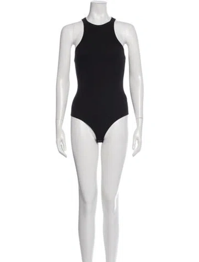 Pre-owned Agolde Crew Neck Sleeveless Bodysuit In Black