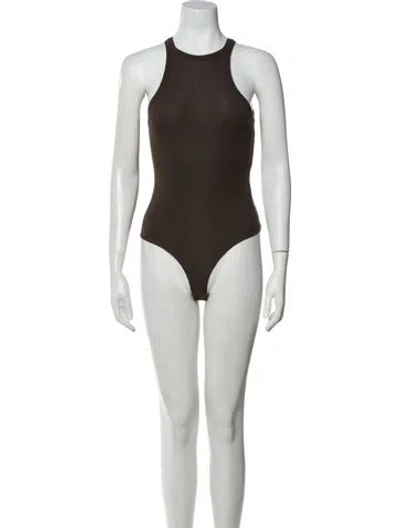 Pre-owned Agolde Crew Neck Sleeveless Bodysuit In Brown