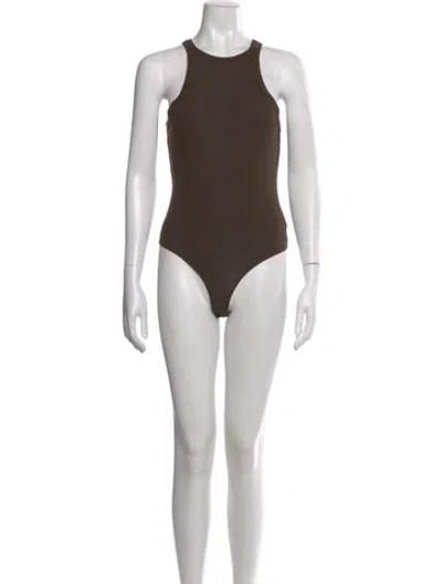 Pre-owned Agolde Crew Neck Sleeveless Bodysuit In Brown