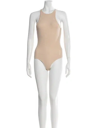 Pre-owned Agolde Crew Neck Sleeveless Bodysuit In Neutral