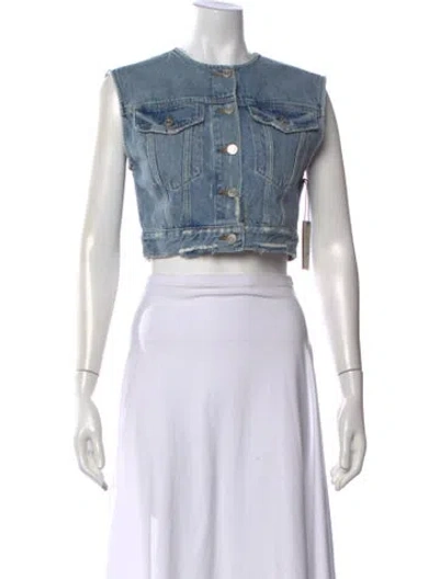 Pre-owned Agolde Crew Neck Sleeveless Crop Top In Blue