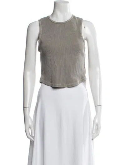Pre-owned Agolde Crew Neck Sleeveless Crop Top In Brown