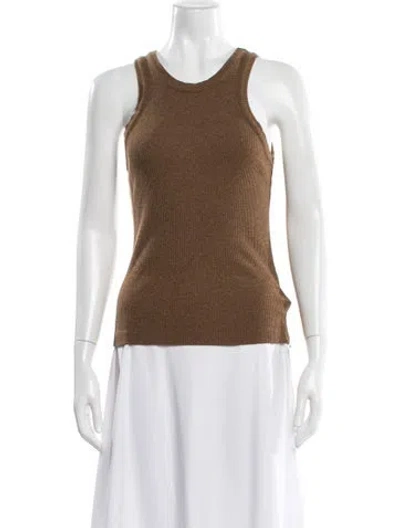 Pre-owned Agolde Crew Neck Sleeveless Top In Brown
