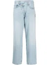 Agolde Blue Jeans With Wide Leg And Logo Patch On The Rear In Blue
