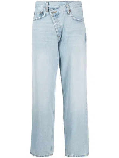 Agolde Criss Cross Cotton Straight Jeans In Blue