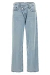 Agolde Blue Jeans With Wide Leg And Logo Patch On The Rear In Blue