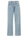 Agolde Blue Jeans With Wide Leg And Logo Patch On The Rear In Blue