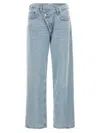 Agolde Blue Jeans With Wide Leg And Logo Patch On The Rear In Blue