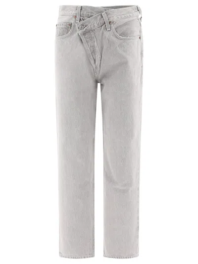 Agolde Criss Cross Jeans Grey In Gray