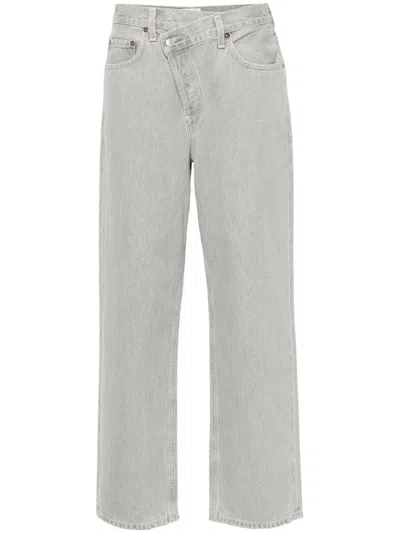 Agolde Criss Cross High-waist Straight-leg Jeans In Blue