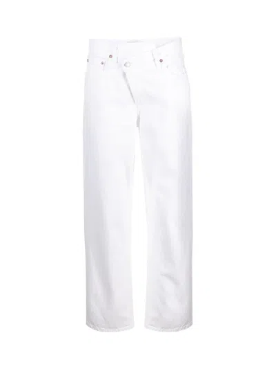 Agolde Criss Cross Mid-rise Straight-leg Jeans In White