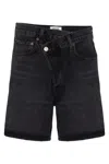 Agolde Black Denim Criss Cross Upsized Shorts