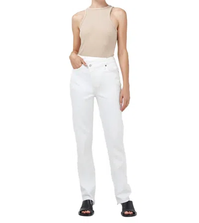 Agolde White Criss Cross Straight Jeans