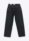Agolde Echo Tapered Foldover Jeans In Zephyr In Black
