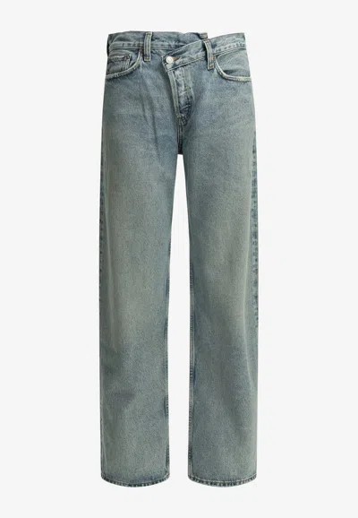 Agolde Crisscross Straight-leg Jeans In Blue