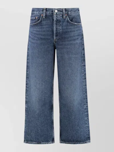 Agolde Cropped Arc Jeans Belt Loops Wide Leg In Blue