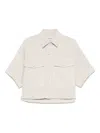Agolde Short Shirt In Beige Denim With Pockets In Neutrals