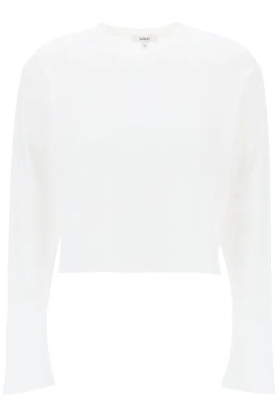Agolde "cropped Long-sleeved Mason T In White