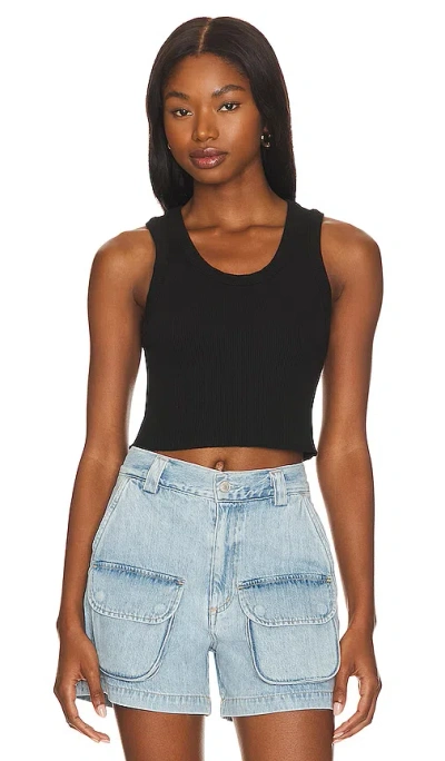 Agolde Poppy Cotton-blend Cropped Tank Top In Black
