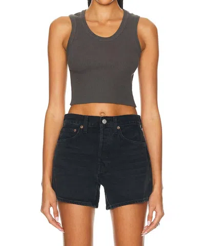 Agolde Cropped Poppy Tank Top In Raven In Gray