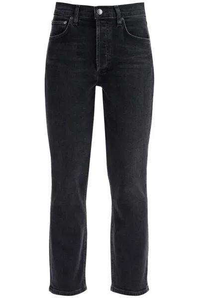 Agolde Riley Cropped Jeans In Black