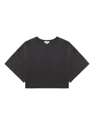 Agolde Cropped Short-sleeve T-shirt In Gray