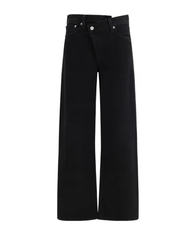 Agolde Cross Waist Wide Leg Jeans In Black
