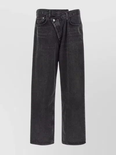 Agolde Crossed Wide-leg Fit Jeans In Black