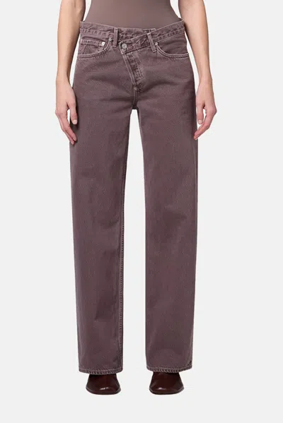 Agolde Crossover Waist Wideleg Jeans In Purple