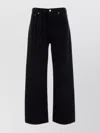 Agolde Crushed Denim Wide Leg Trousers In Black