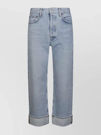 Agolde Marbled Fran Low Slung Straight Jeans In Blue