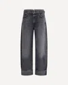Agolde Cuffed Taper Wide Jeans In Black