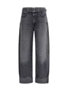 Agolde Cuffed Taper Wide Jeans In Gray