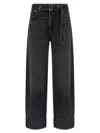 Agolde Tapered Cuffed Jeans Belted Waist In Black