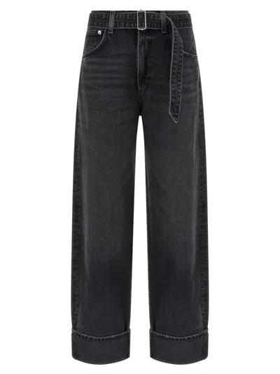 Agolde Belted Jeans With Cuffs In Black