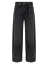 Agolde Tapered Cuffed Jeans Belted Waist In Gray