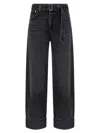 Agolde Tapered Cuffed Jeans Belted Waist In Black