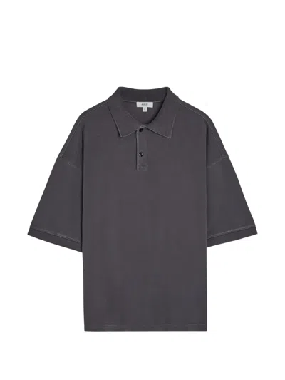 Agolde Curren Short-sleeve Polo Shirt In Gray