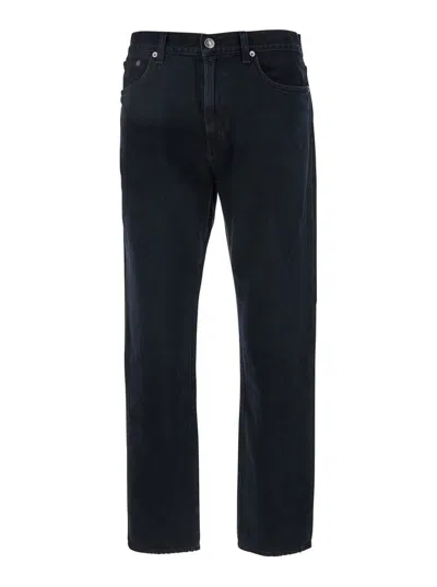 AGOLDE 'CURTISE' BLACK JEANS WITH LOGO PATCH ON THE REAR IN DENIM MAN