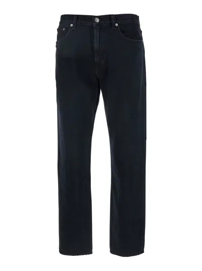 Agolde Curtise Black Jeans With Logo Patch On The Rear In Denim Man