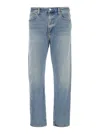 Agolde Curtise Light Blue Five-pocket Jeans With Distress Look In Cotton Man